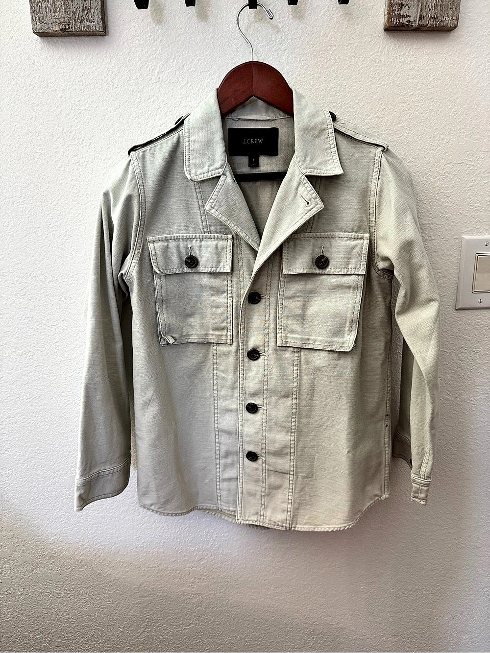 J.Crew Utility Shirt-jacket in pale green cotton